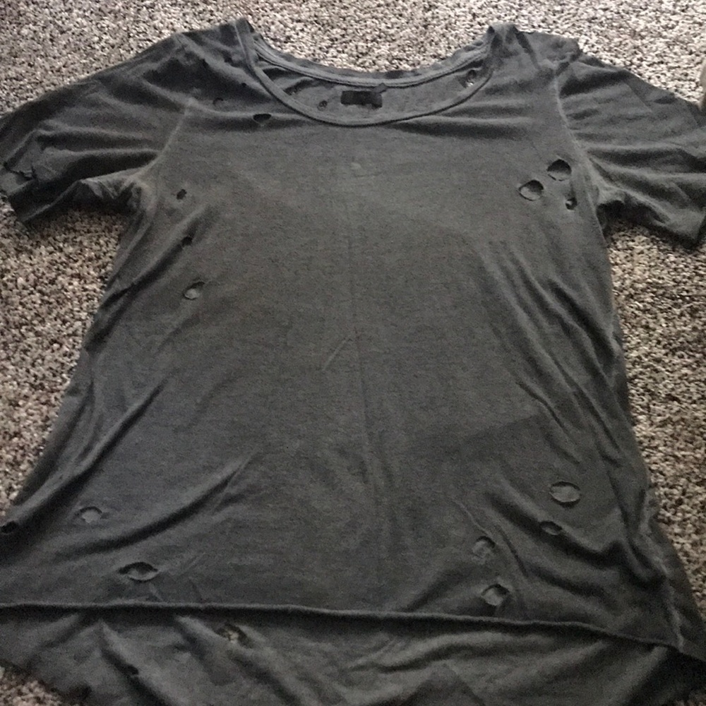 Grey, distressed short sleeve.